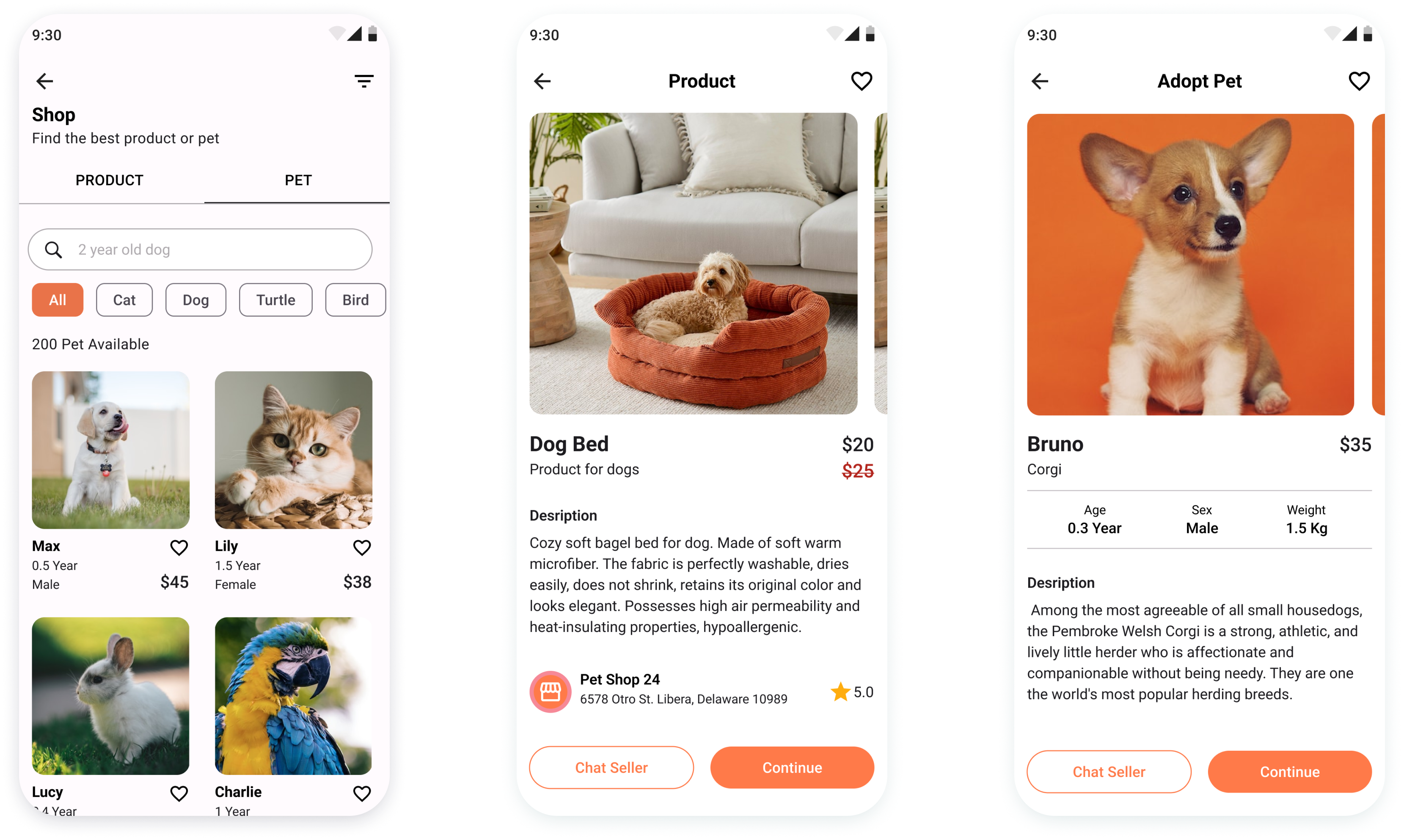 Pet care mobile application design