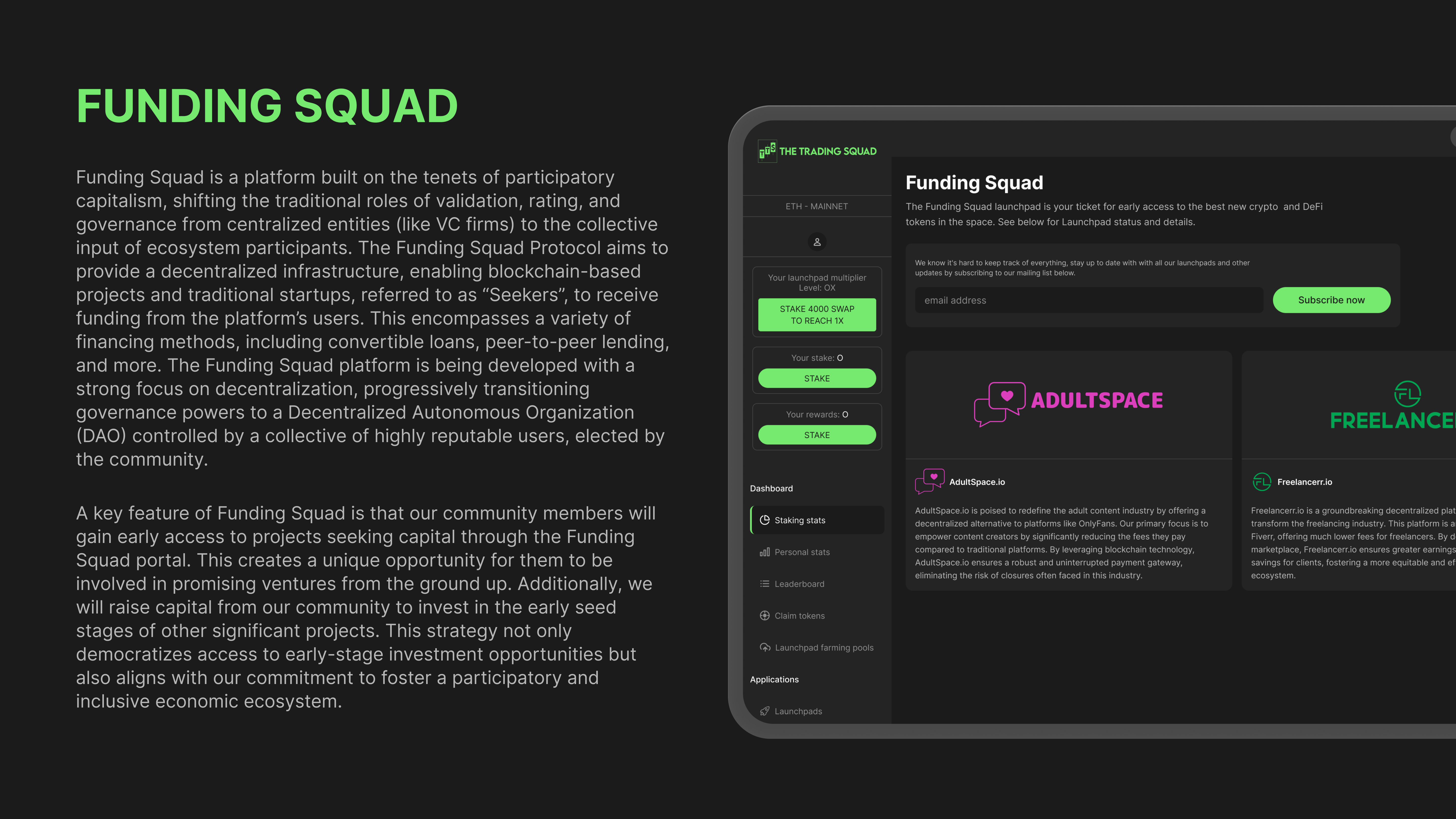 Funding Squad slide design