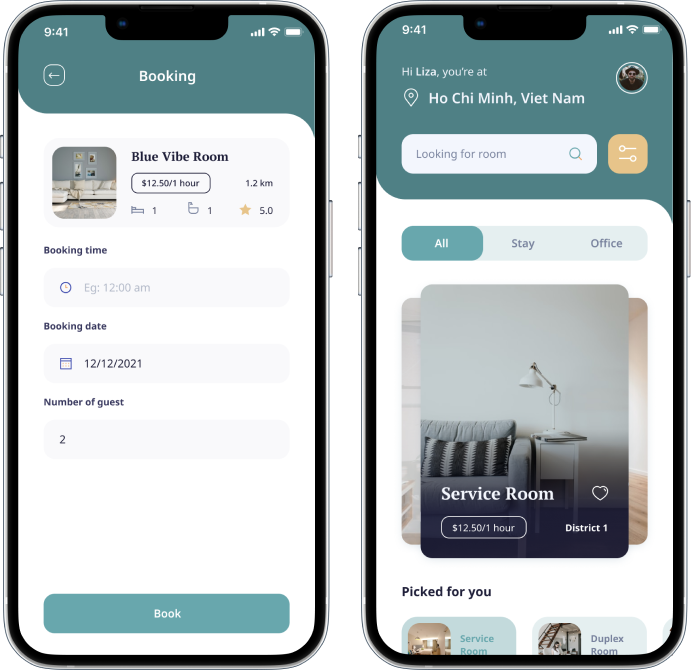 ui ux design for E-booking mobile application